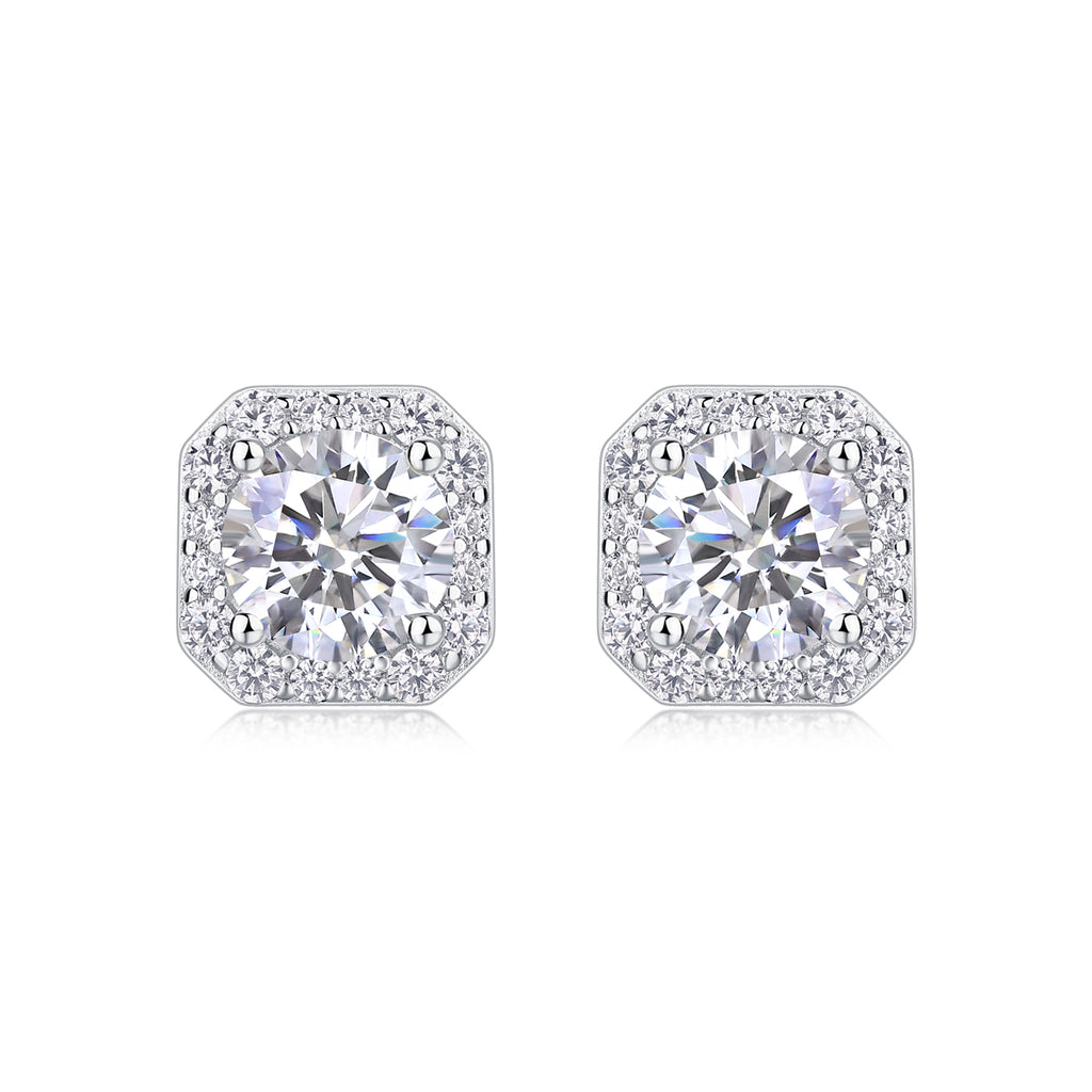 Rose Heart Moissanite Stud Earrings