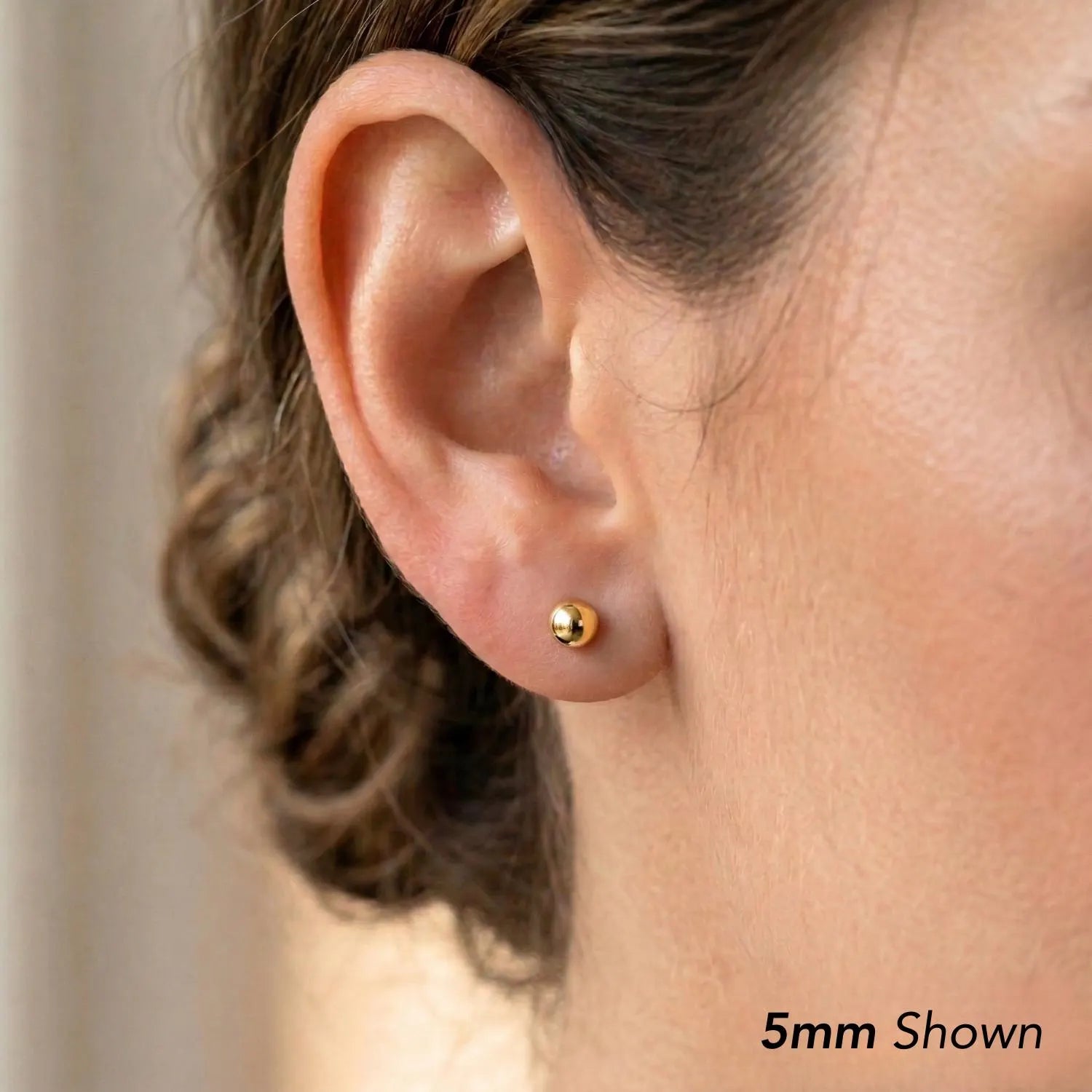 14K Yellow Gold Polished Round Ball Stud Earrings