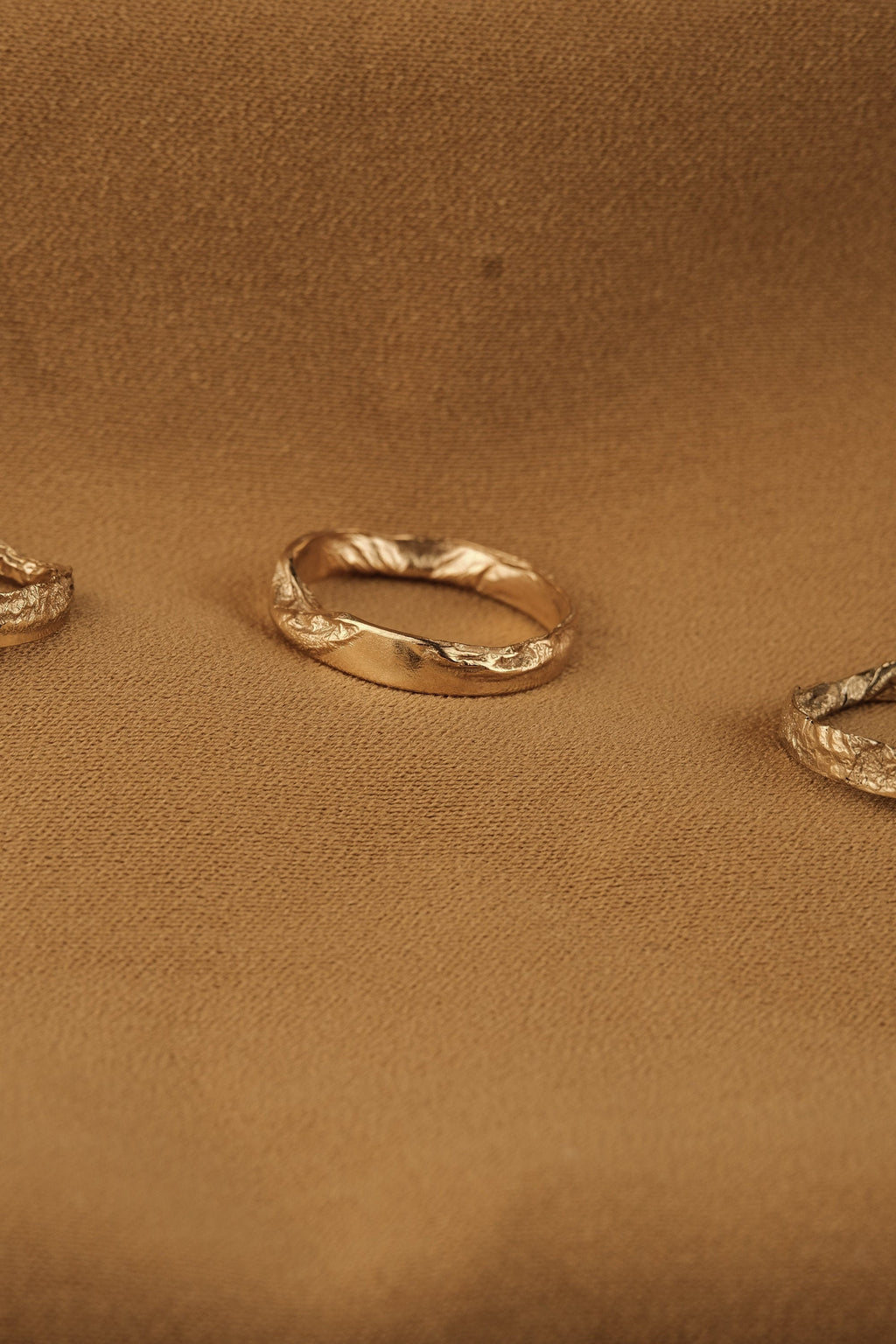 Organic Gold Rings for Women - Unique Hammered Minimalist Textured Rustic Stacking Band Ring