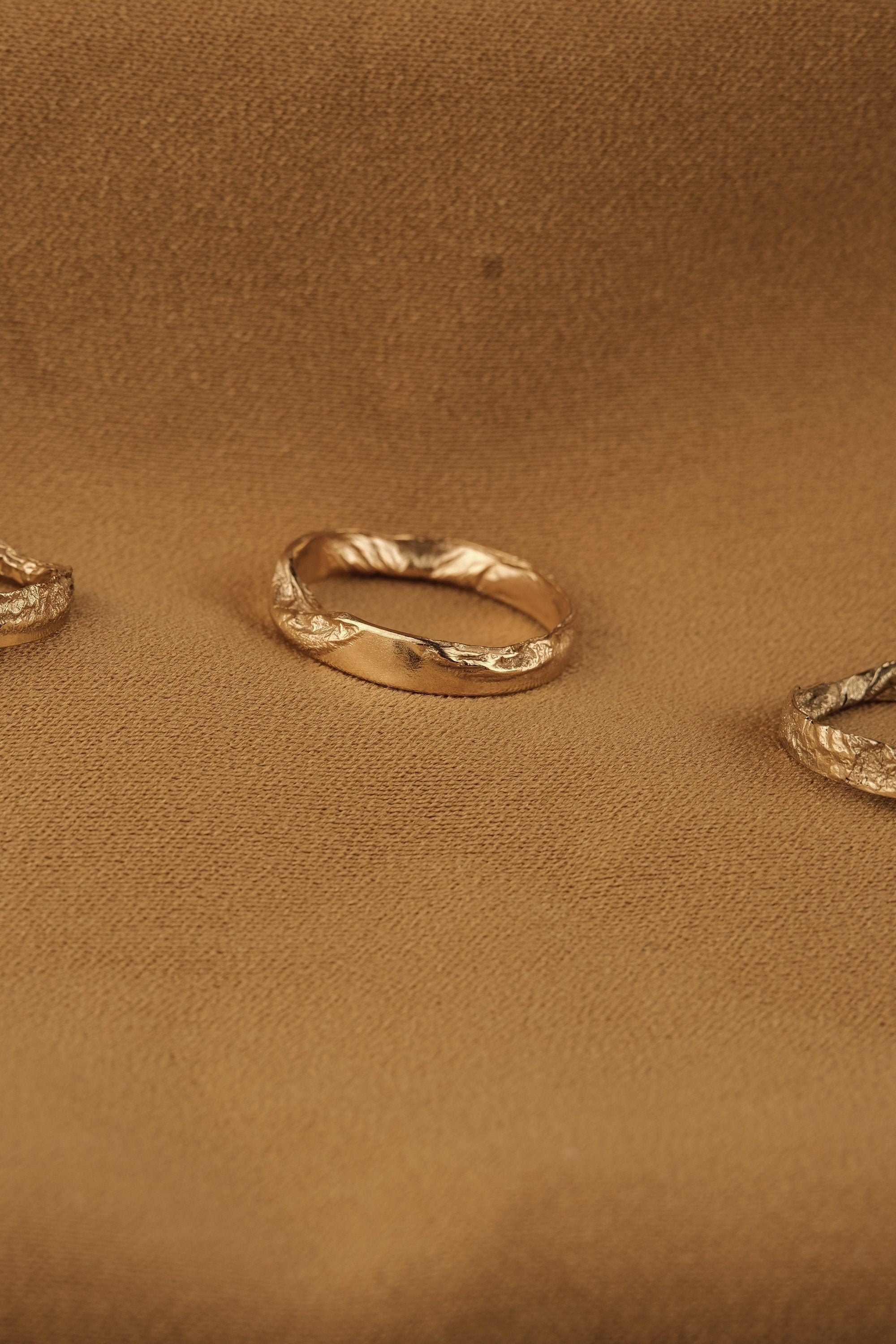 Organic Gold Rings for Women - Unique Hammered Minimalist Textured Rustic Stacking Band Ring