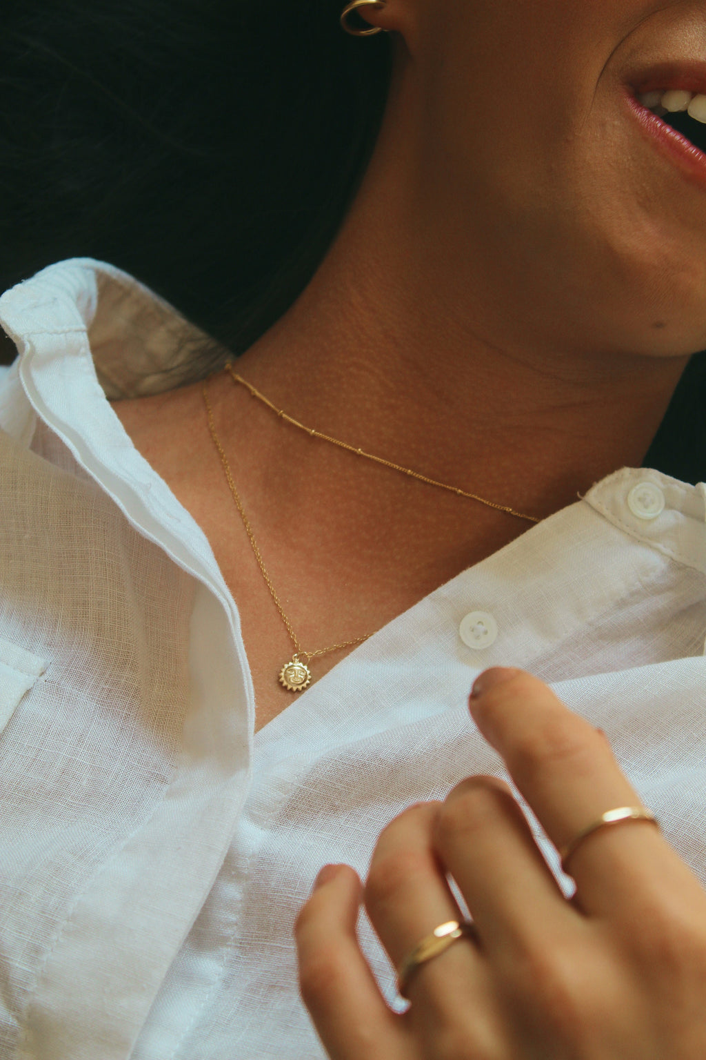 14K Gold Dainty Satellite Choker Necklace for Women