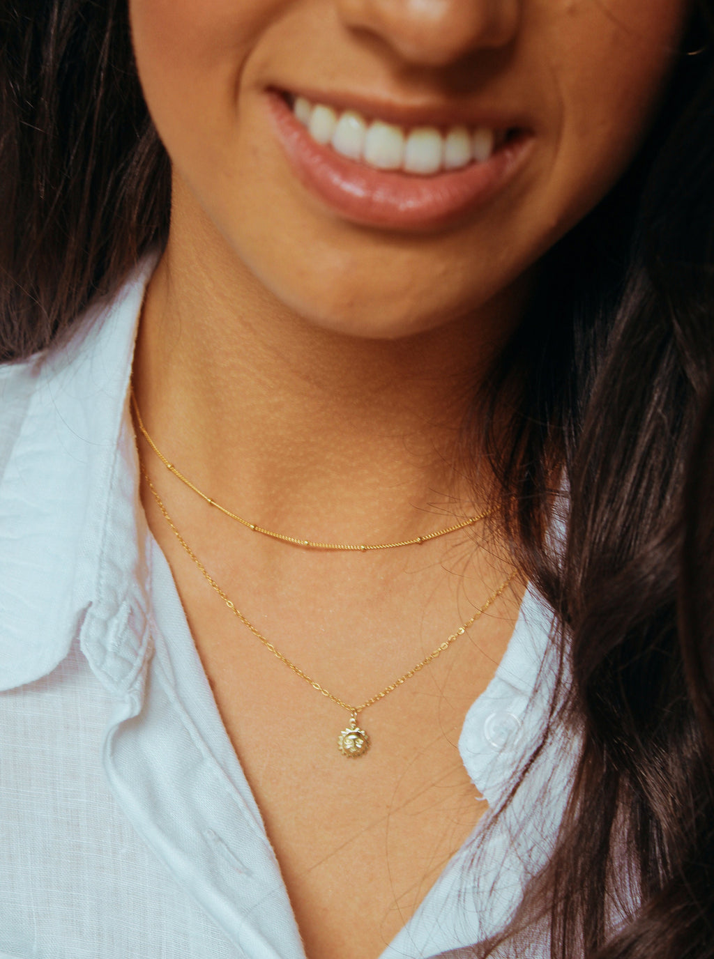 14K Gold Dainty Satellite Choker Necklace for Women