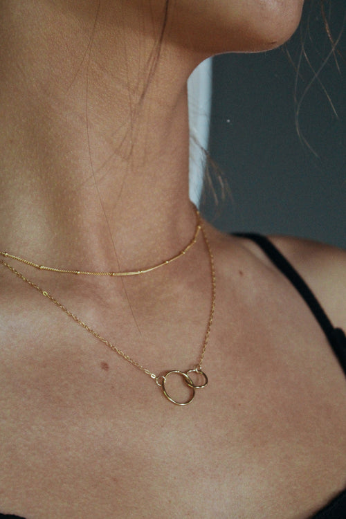 14K Gold Dainty Satellite Choker Necklace for Women