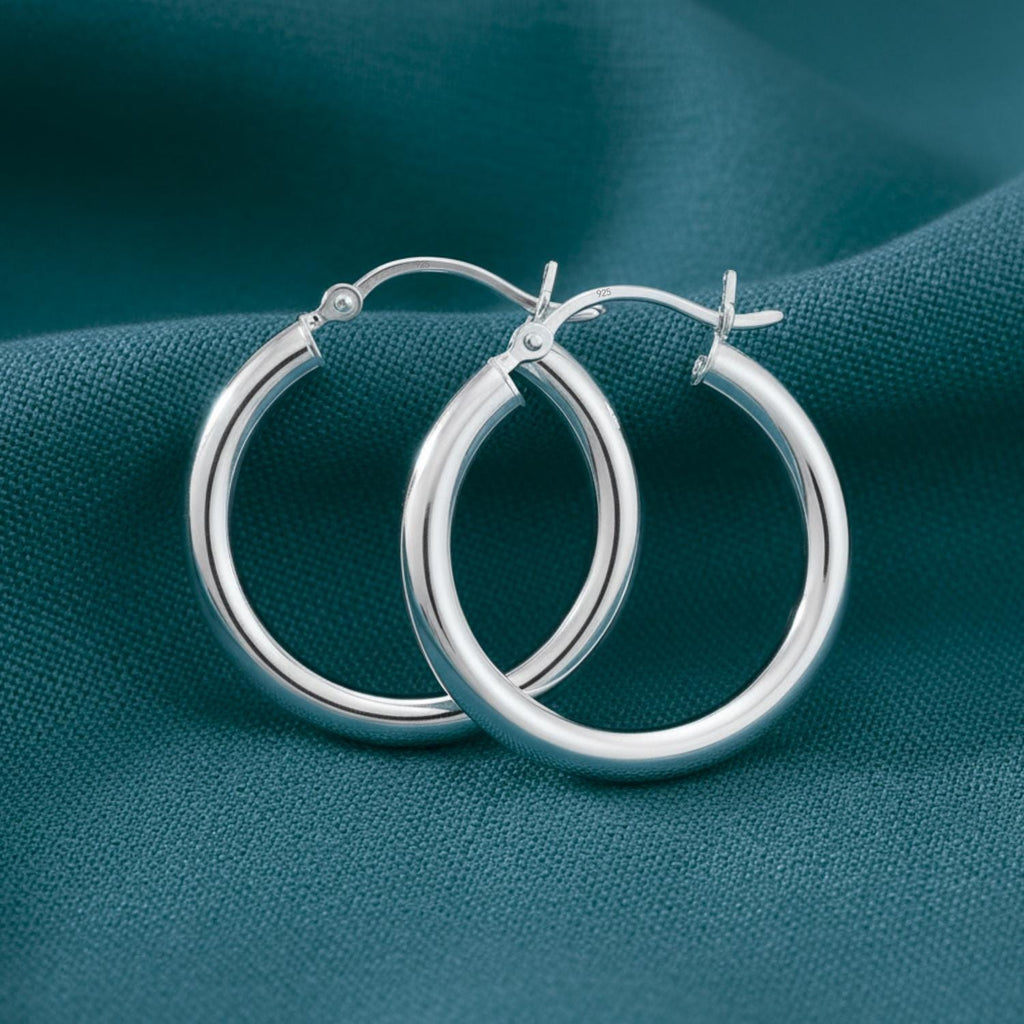 Sterling Silver Plain Hoop Earrings