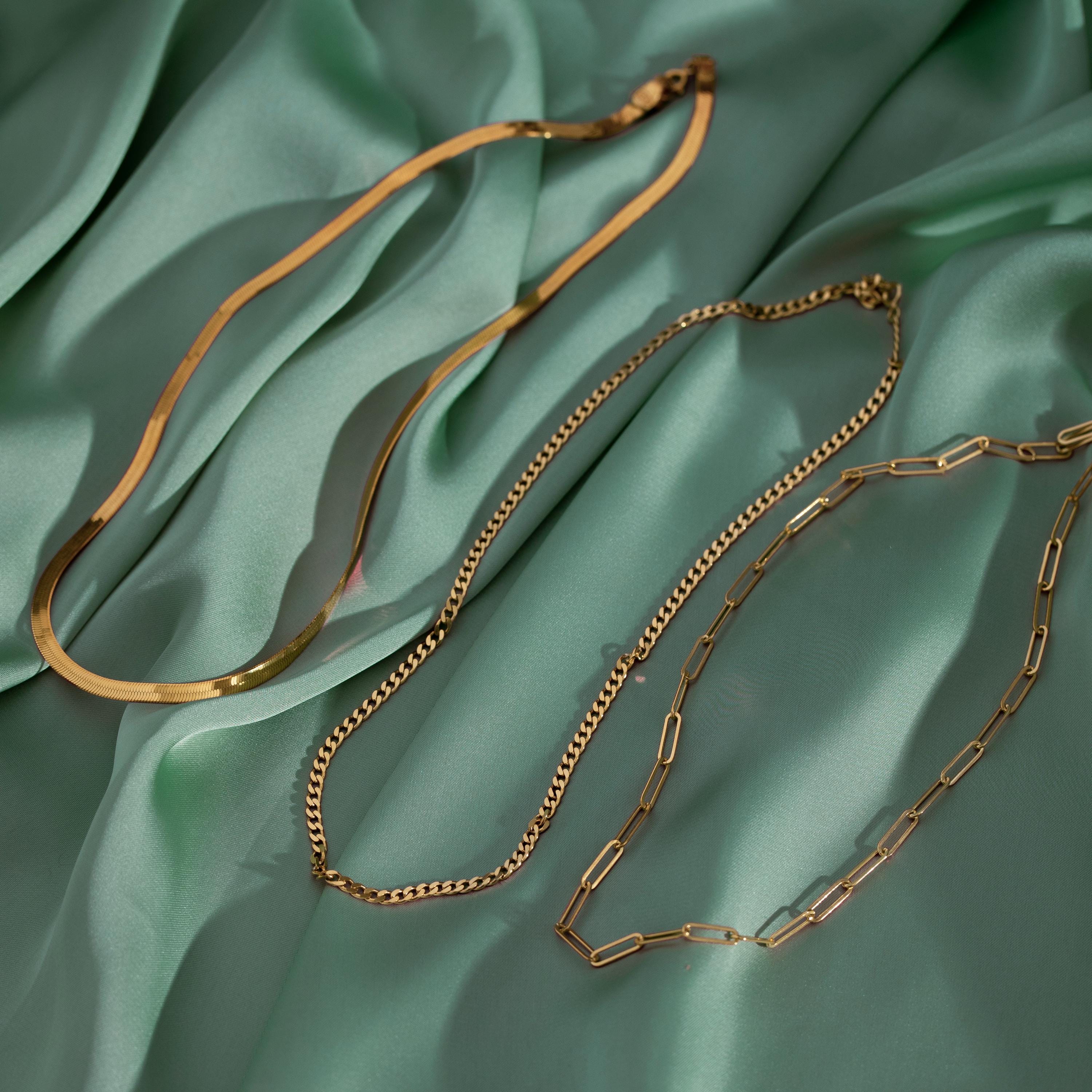 14K Solid Gold Curb Chain Necklace | Cuban Chain for Layering | Elegant Dainty Gold Chain