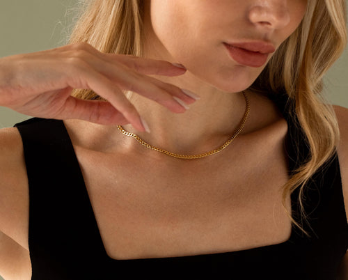 14K Solid Gold Curb Chain Necklace | Cuban Chain for Layering | Elegant Dainty Gold Chain