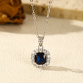  S925 Sterling Silver British Retro Imitation Sapphire Electroplated Women's Clavicle Necklace