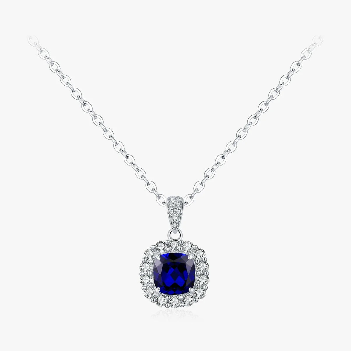  S925 Sterling Silver British Retro Imitation Sapphire Electroplated Women's Clavicle Necklace