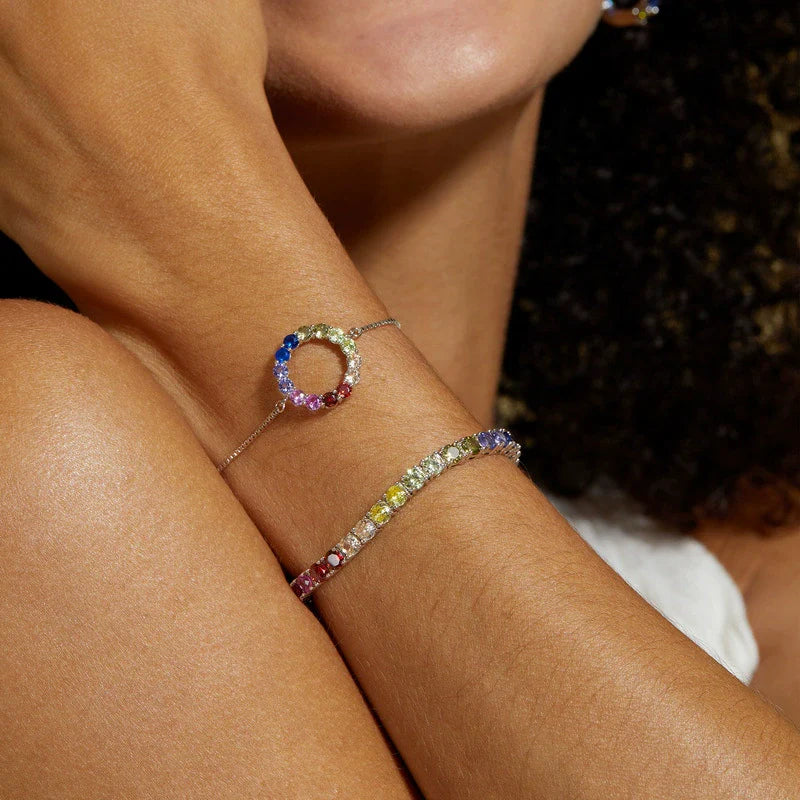 Women'S Light Luxury Geometric Zircon 925 Silver Bracelet with Diamond Design